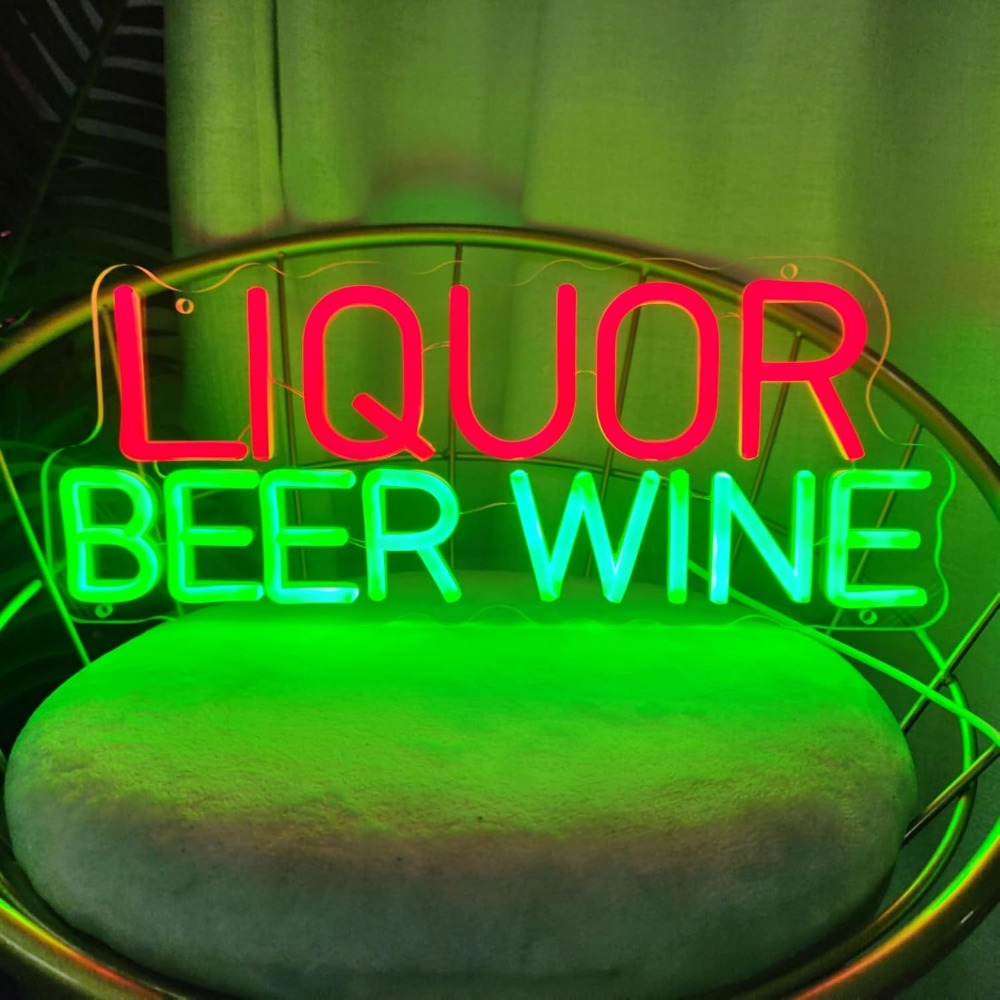 Wine Beer Liquor Store - Letreiro de LED Neon para Bebidas,