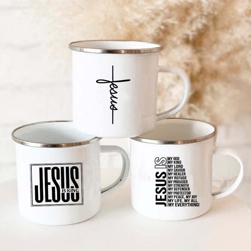 Wine Beer Best - Canecas de Esmalte com Estampa Jesus