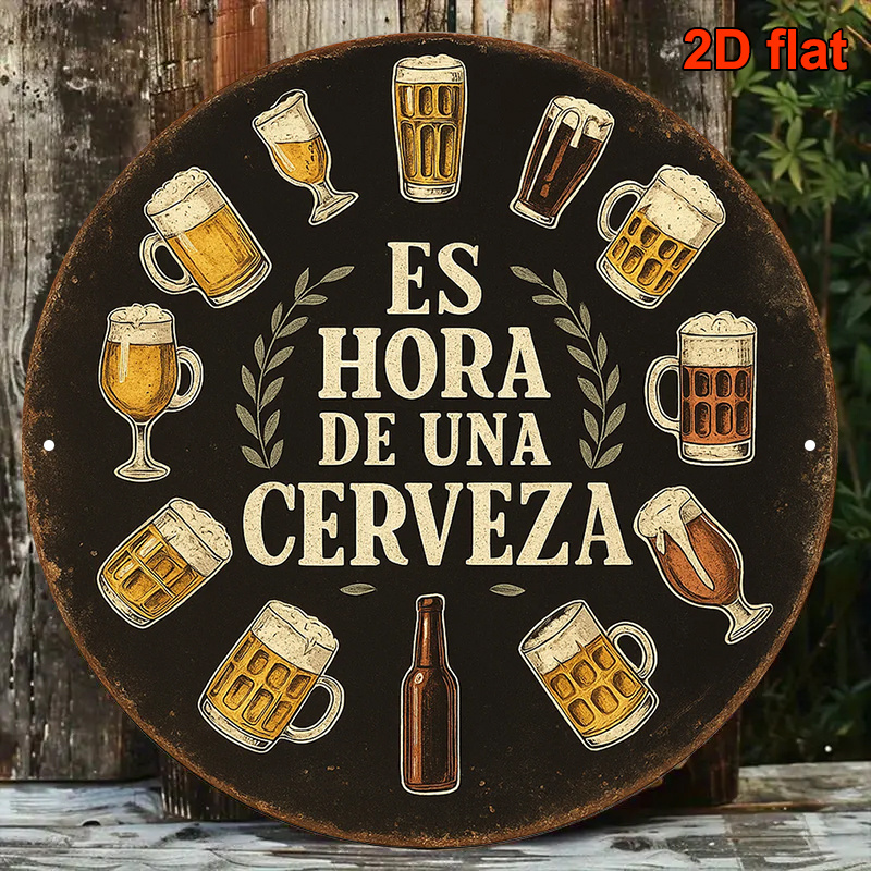Wine Beer Garden - 1 unidade Placa de Metal Redonda