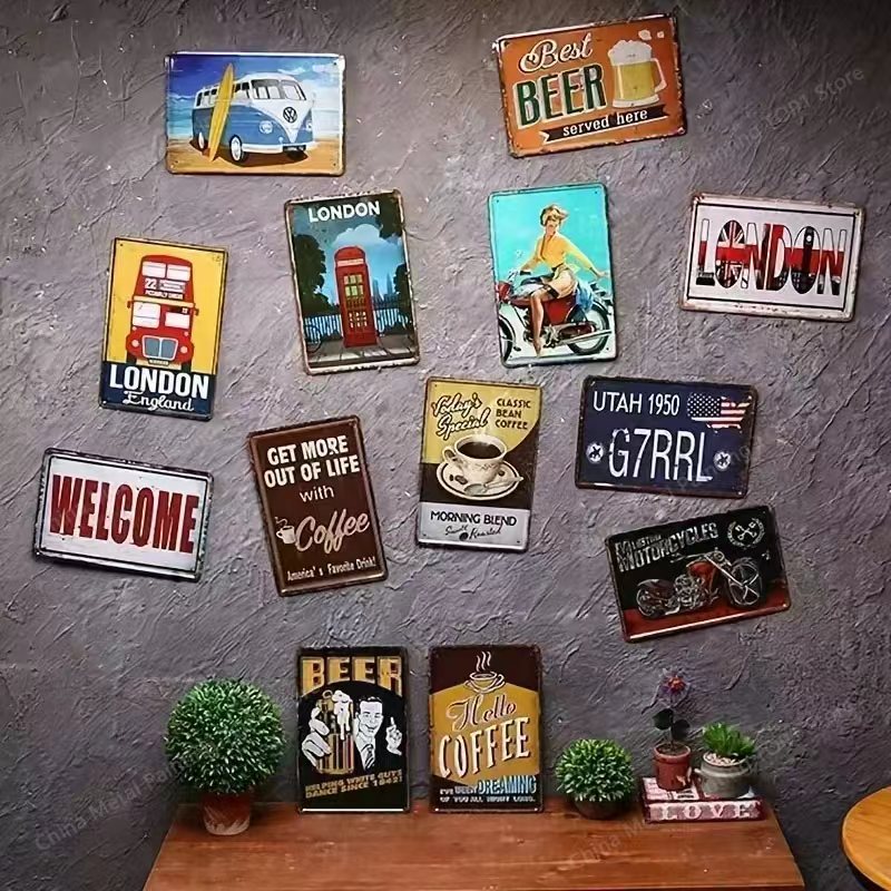 Placa de Metal Vintage de Marc - Wine Beer Brand avaliação e preço