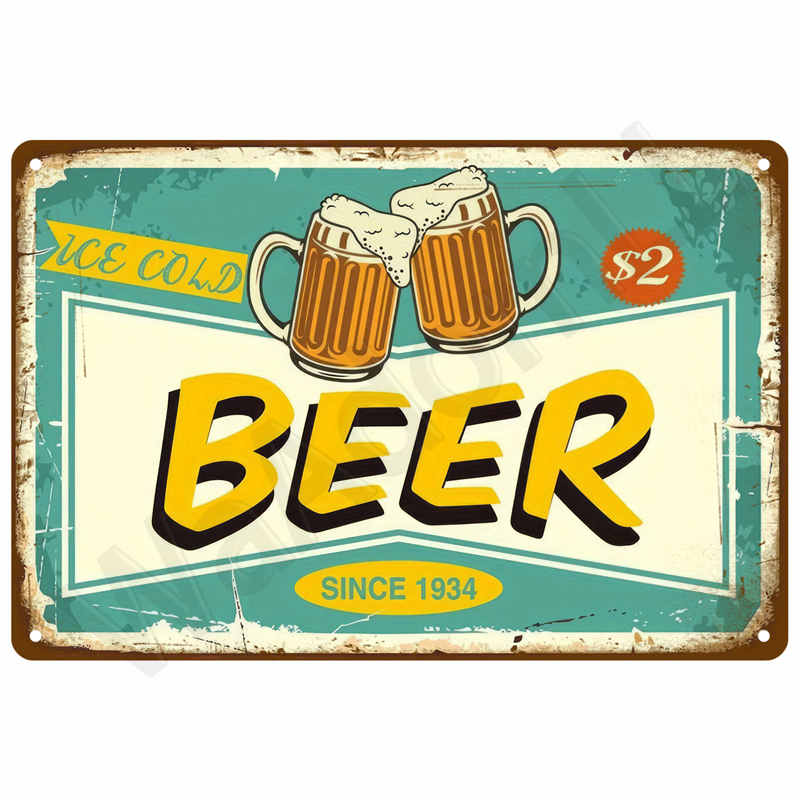 Placa de Metal Vintage para De - Wine Beer Brand avaliação e preço