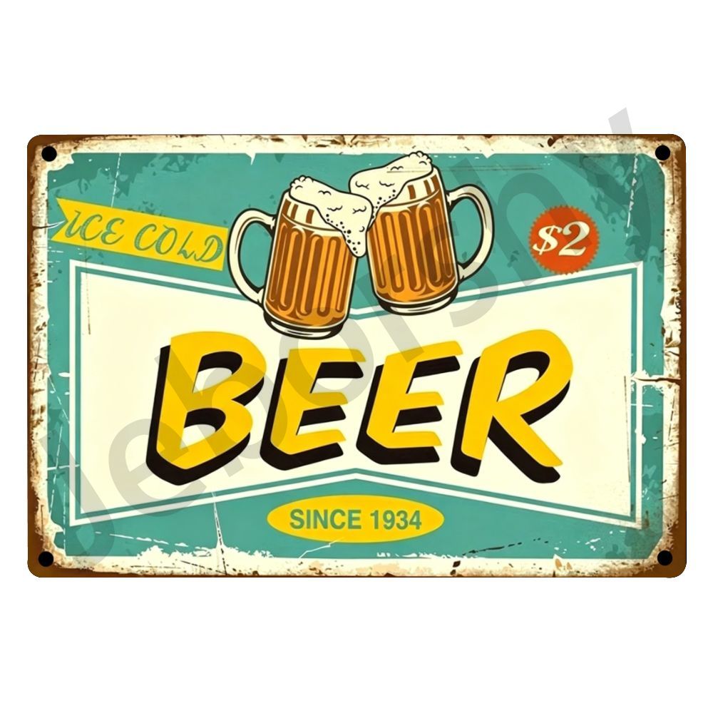 Placa de Metal Decorativa Vint - Wine Beer Brand avaliação e preço